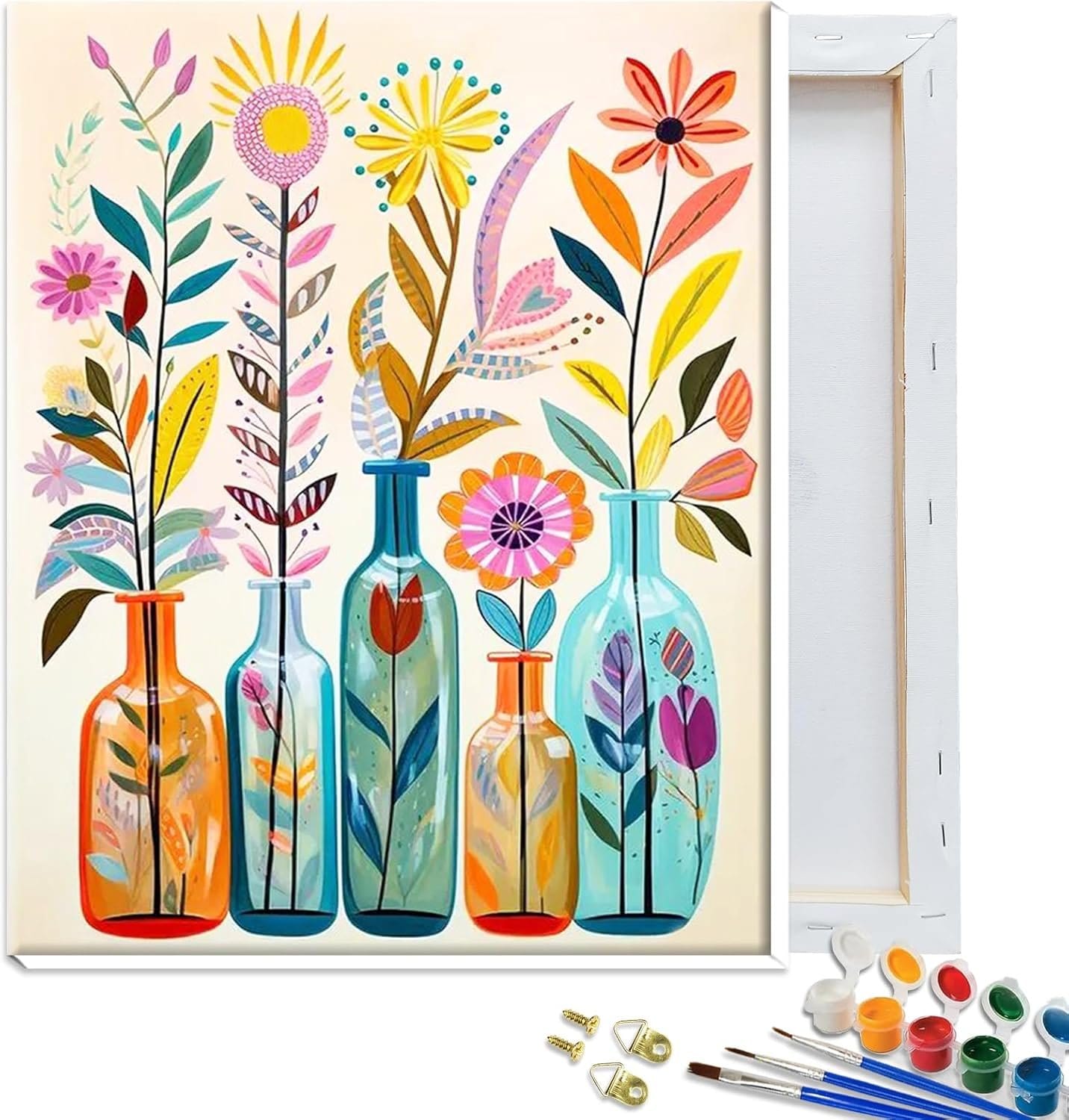 Mileelife Malen Nach Zahlen Set – „Neue Rote Blume“ 50x40 Cm, Für Erwachsene & Kinder, Mit Acrylfarben & 3 Pinseln, Anfänger Geeignet